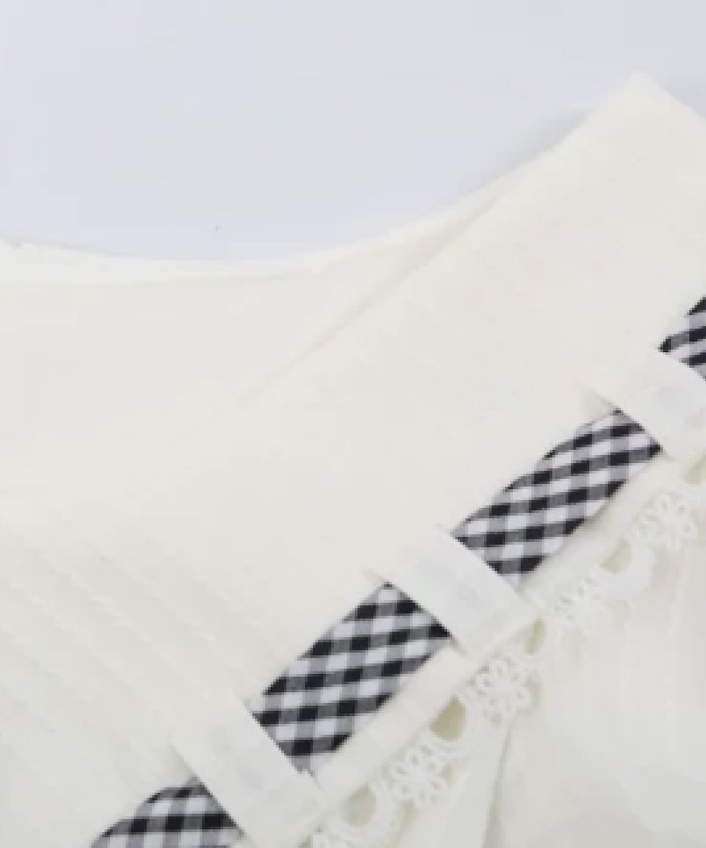 LA POMME petit Doll Collar Check Flare Dress ラポミ・プチ ワンピース・ドレス ワンピース ホワイト