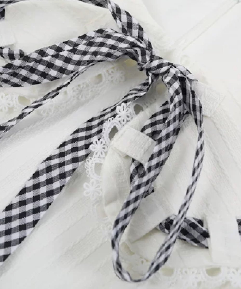 LA POMME petit Doll Collar Check Flare Dress ラポミ・プチ ワンピース・ドレス ワンピース ホワイト