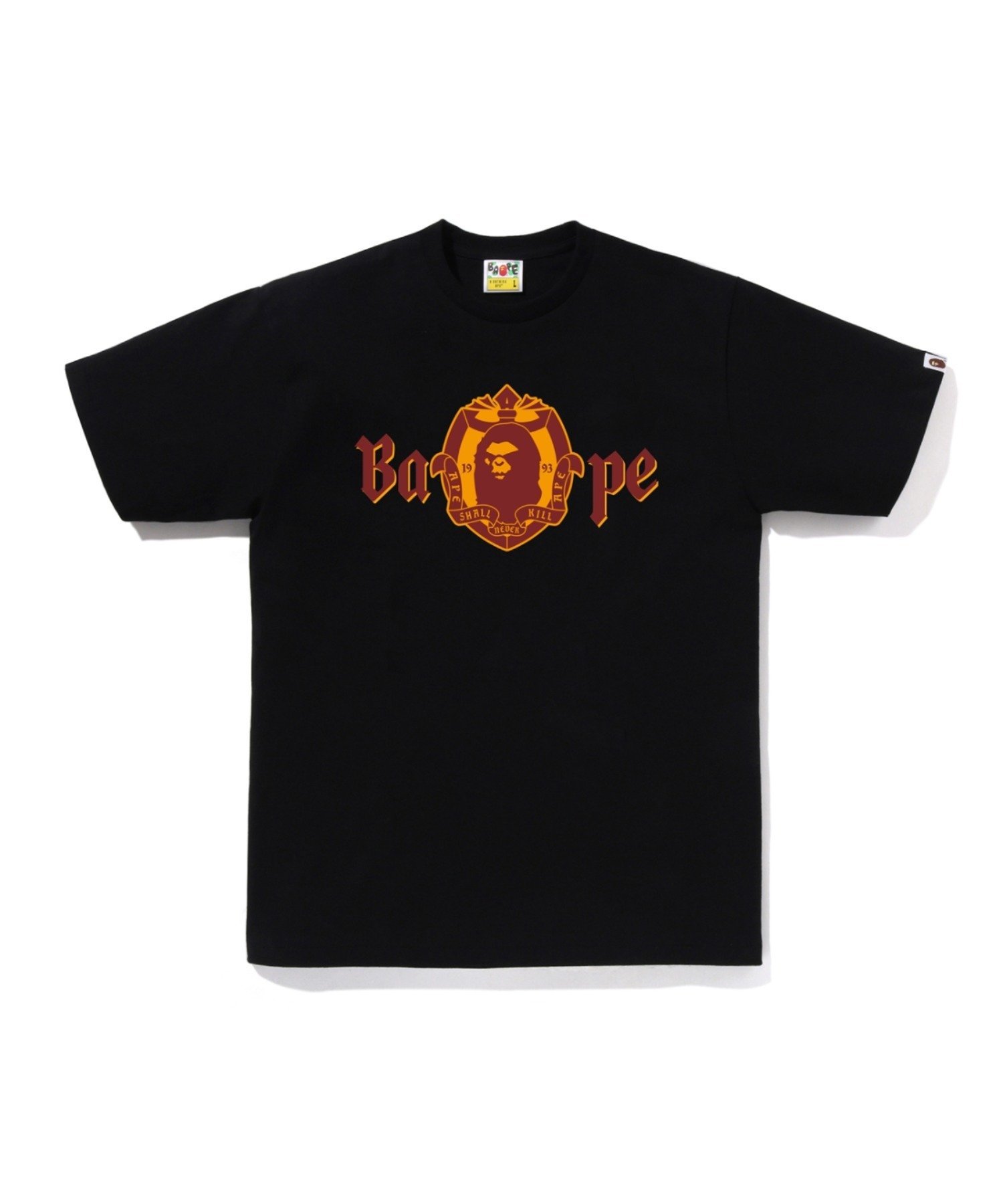 A BATHING APE BAPE OLD ENGLISH LOGO TEE ア ベイシング エイプ トップス カットソー・Tシャツ グレー ブラック【送料無料】