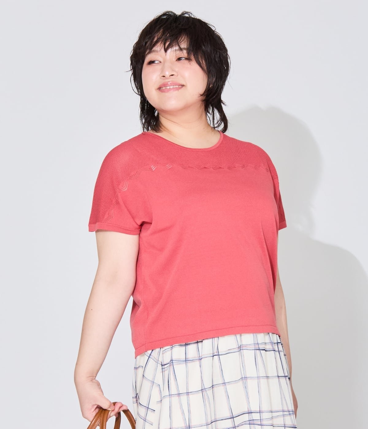 NEWYORKER WOMEN L-SIZE 【L】透かし編み柄 ドルマンニットプルオーバー ニューヨーカー エルサイズ トップス ニット レッド ネイビー ブルー【送料無料】