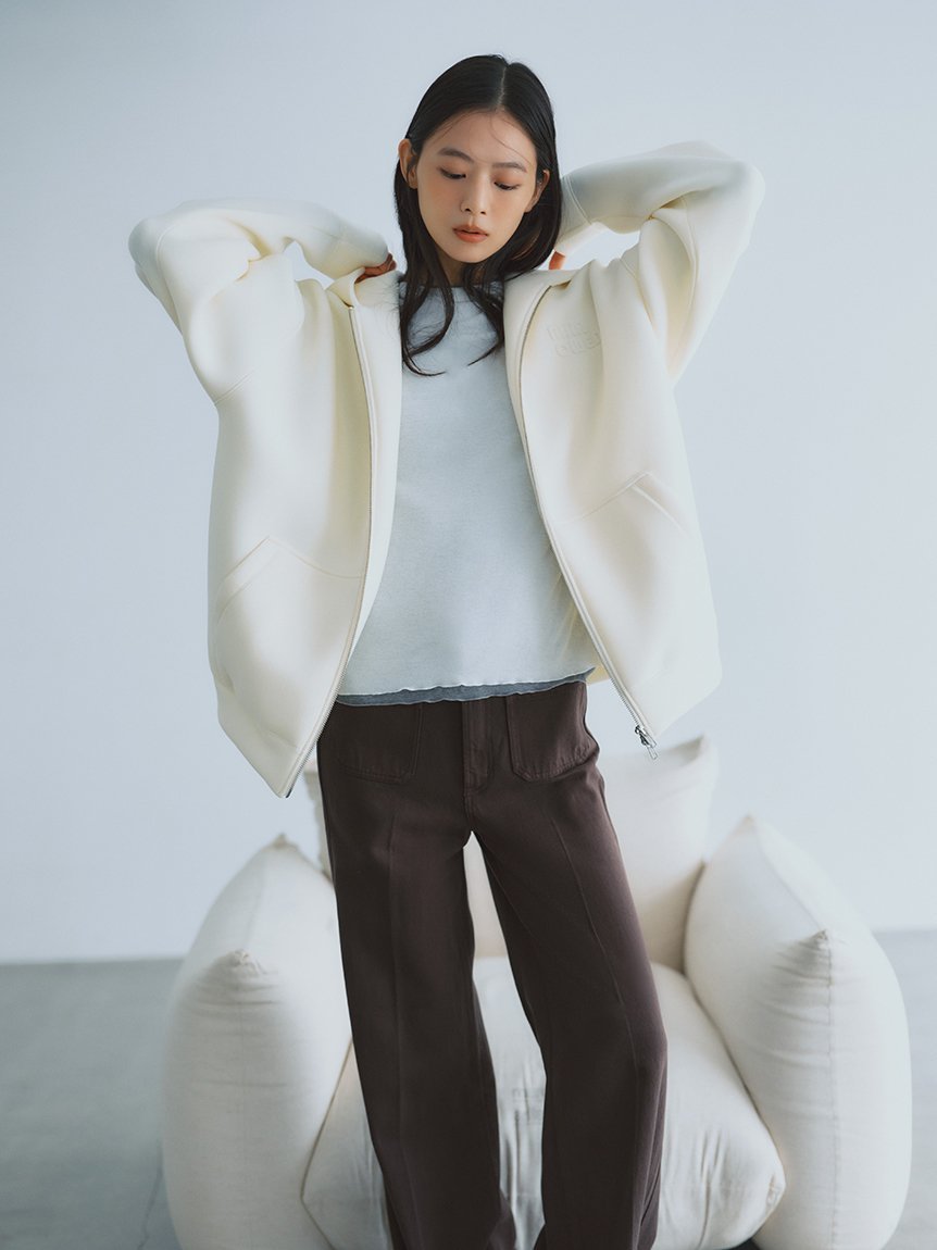 Mila Owen 【WEB限定】ダンボールロゴパーカー ミラオーウェン トップス シャツ・ブラウス ネイビー ブラック ピンク グレー ホワイト【送料無料】
