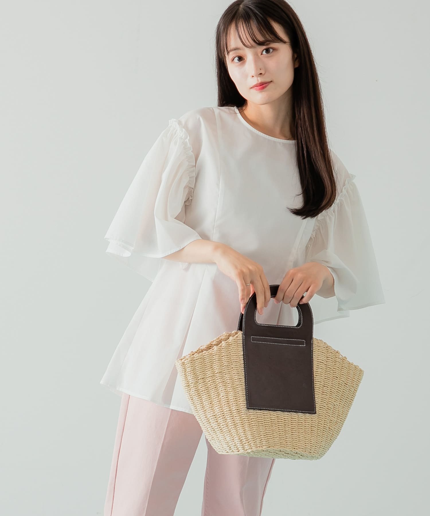 楽天Rakuten Fashion【SALE／60％OFF】SENSE OF PLACE フレアスリーブペプラムブラウス センス オブ プレイス トップス シャツ・ブラウス ホワイト ベージュ ブラック