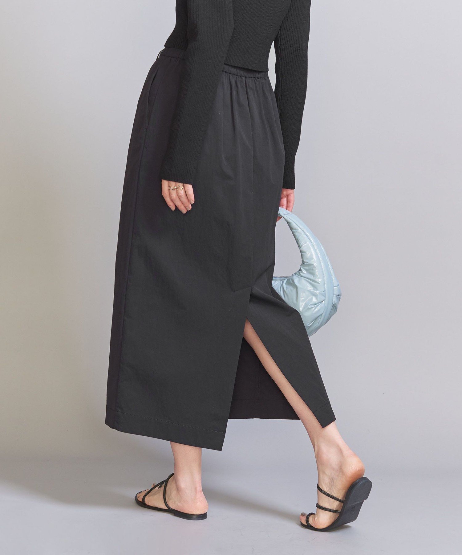 【SALE／40%OFF】BEAUTY&YOUTH UNITED ARROWS ナイロン ドローストスカート ビューティー＆ユース　ユナイテッドアローズ スカート ロング・マキシスカート ブラック ホワイト ブルー【送料無料】のサムネイル