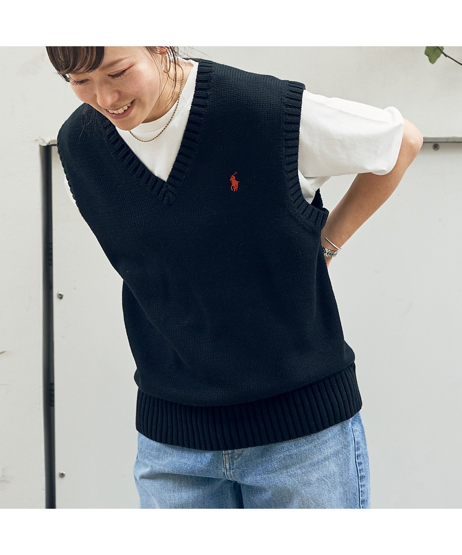 ポロ ラルフローレン トップス レディース Rouge vif la cle 【POLO RALPH LAUREN/ポロラルフローレン】ビッグフィットベストB ルージュ・ヴィフ ラクレ トップス その他のトップス ブラック グレー【送料無料】