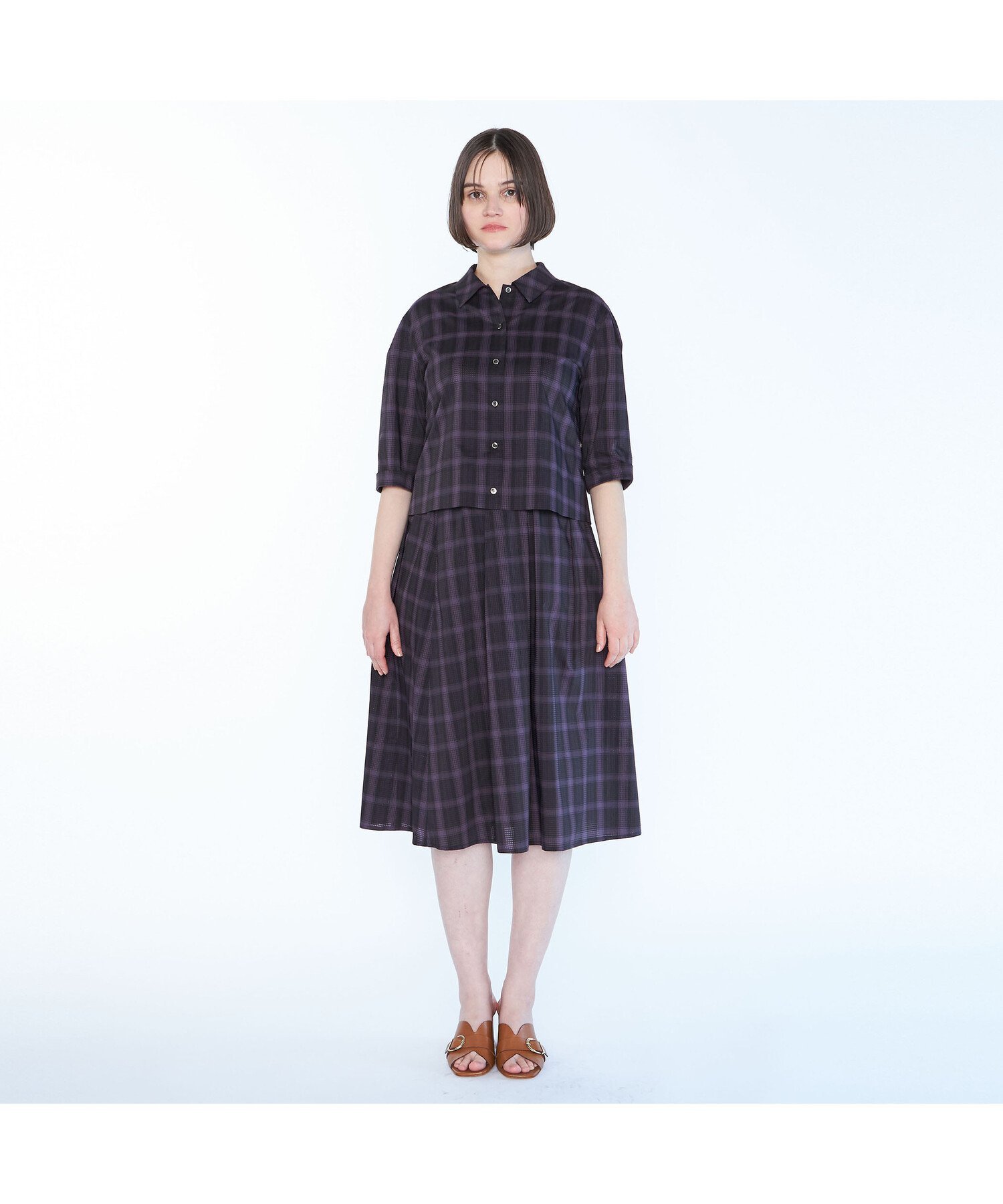 SCAPA アソートメッシュブラウス スキャパ トップス シャツ・ブラウス グレー パープル