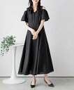 La-gemme ショルダースリットフレアワンピース ラジュール ワンピース・ドレス ワンピース カーキグリーン ブラック ベージュ【送料無料】