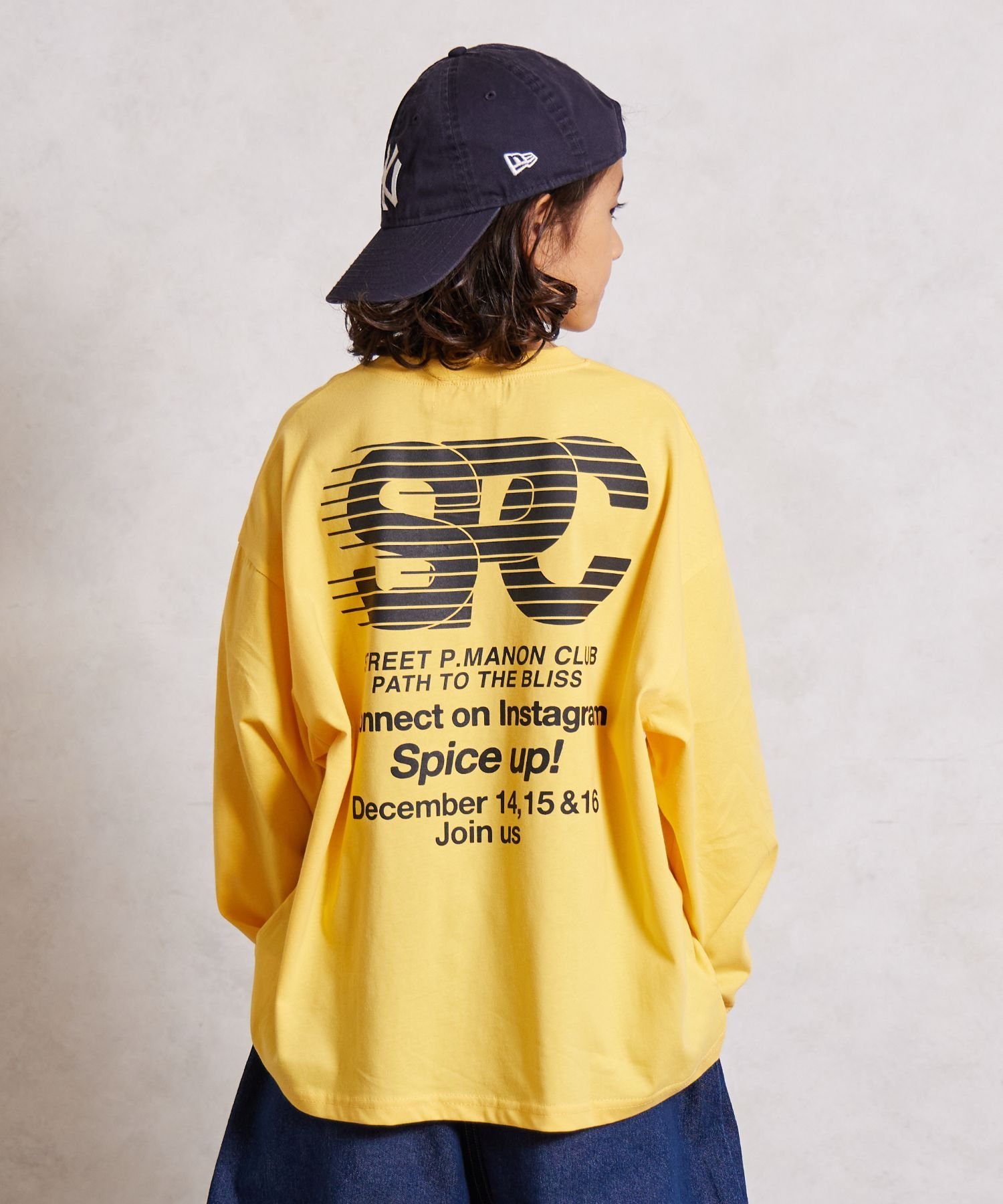 PAIRMANON STREET バックプリント 長袖 Tシャツ【PAIRMANON STREET】 ペアマノン トップス カットソー・Tシャツ ネイビー グリーン イエローのサムネイル