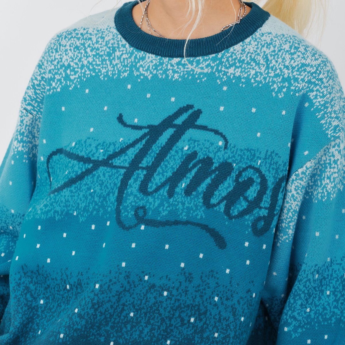 atmos pink atmos pink Gradation Jacquard Sweater BLUE アトモス トップス ニット ブルー