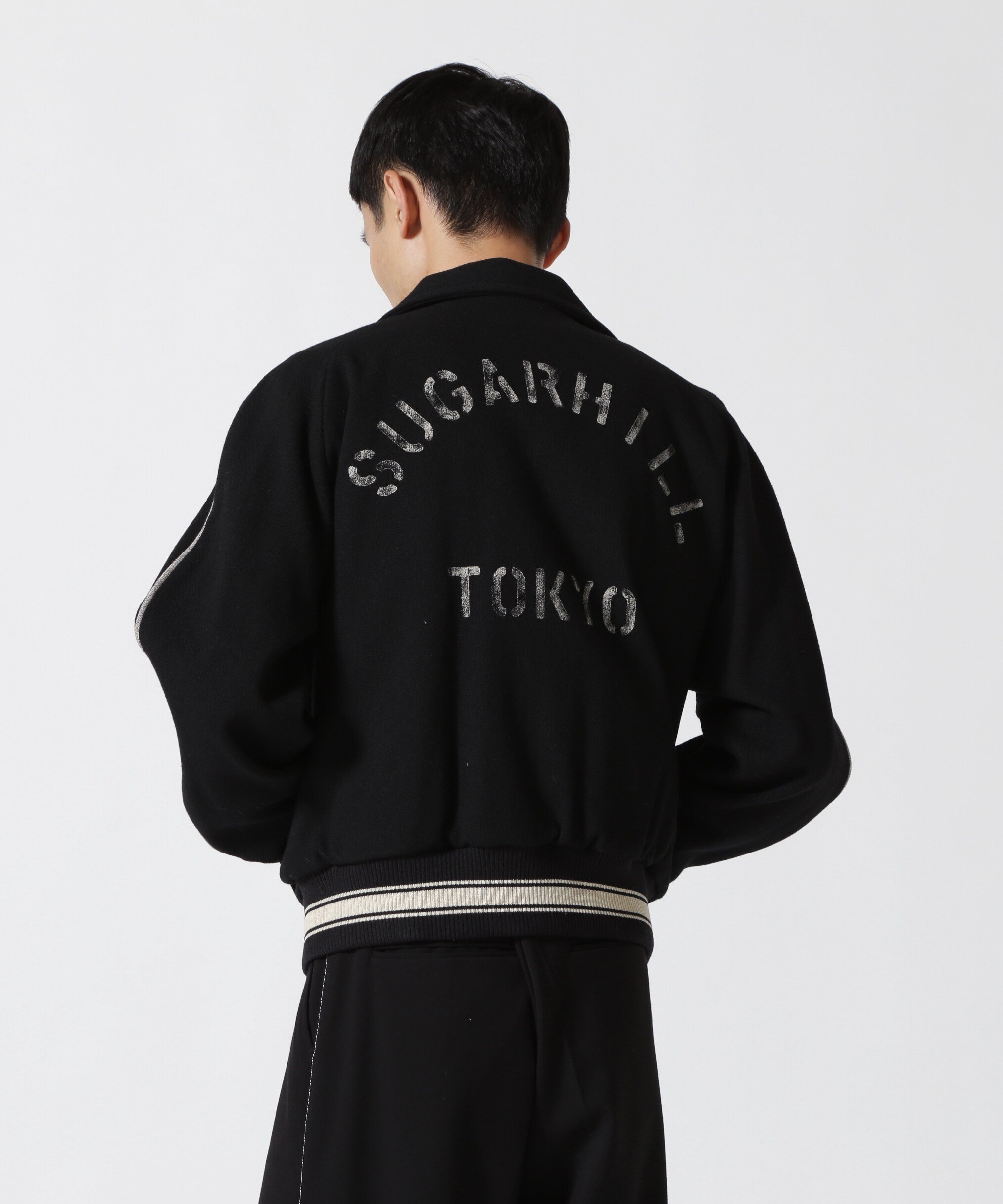 LHP SUGARHILL/シュガーヒル/MELTON STAIUM JACKET/メルトンスタジアムジャケット エルエイチピー ジャケット・アウター ライダースジャケット ブラック【送料無料】のサムネイル