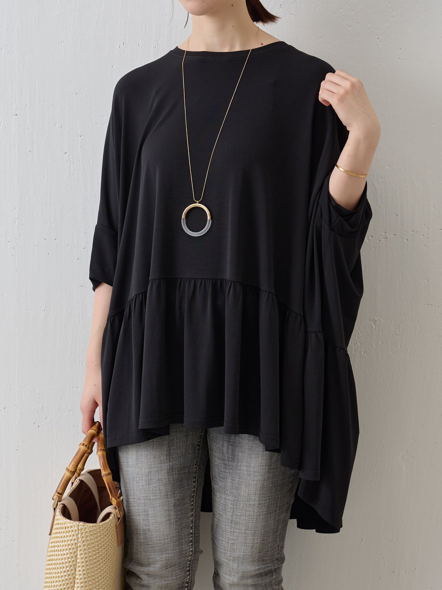 BEARDSLEY トロミジャージービッグTee ビアズリー トップス カットソー・Tシャツ ブラック ホワイト【送料無料】のサムネイル