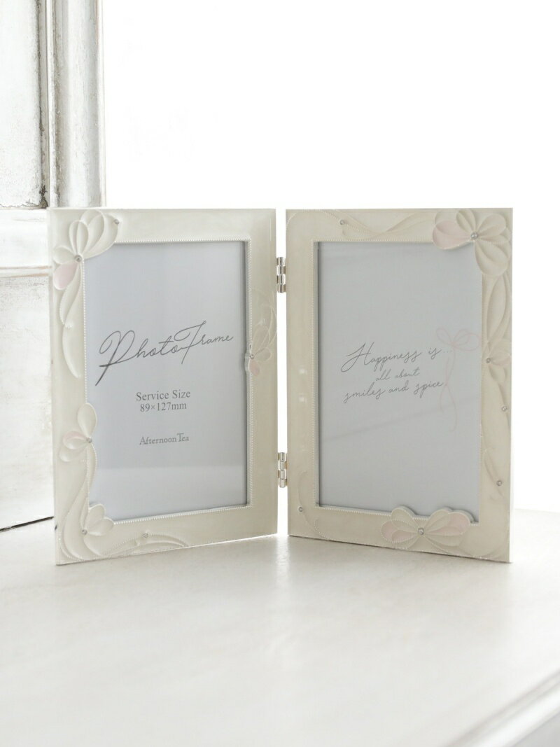 Afternoon Tea LIVING リボンダブルフォトフレーム アフタヌーンティー・リビング インテリア・生活雑貨 その他のインテリア・生活雑貨 ホワイトのサムネイル