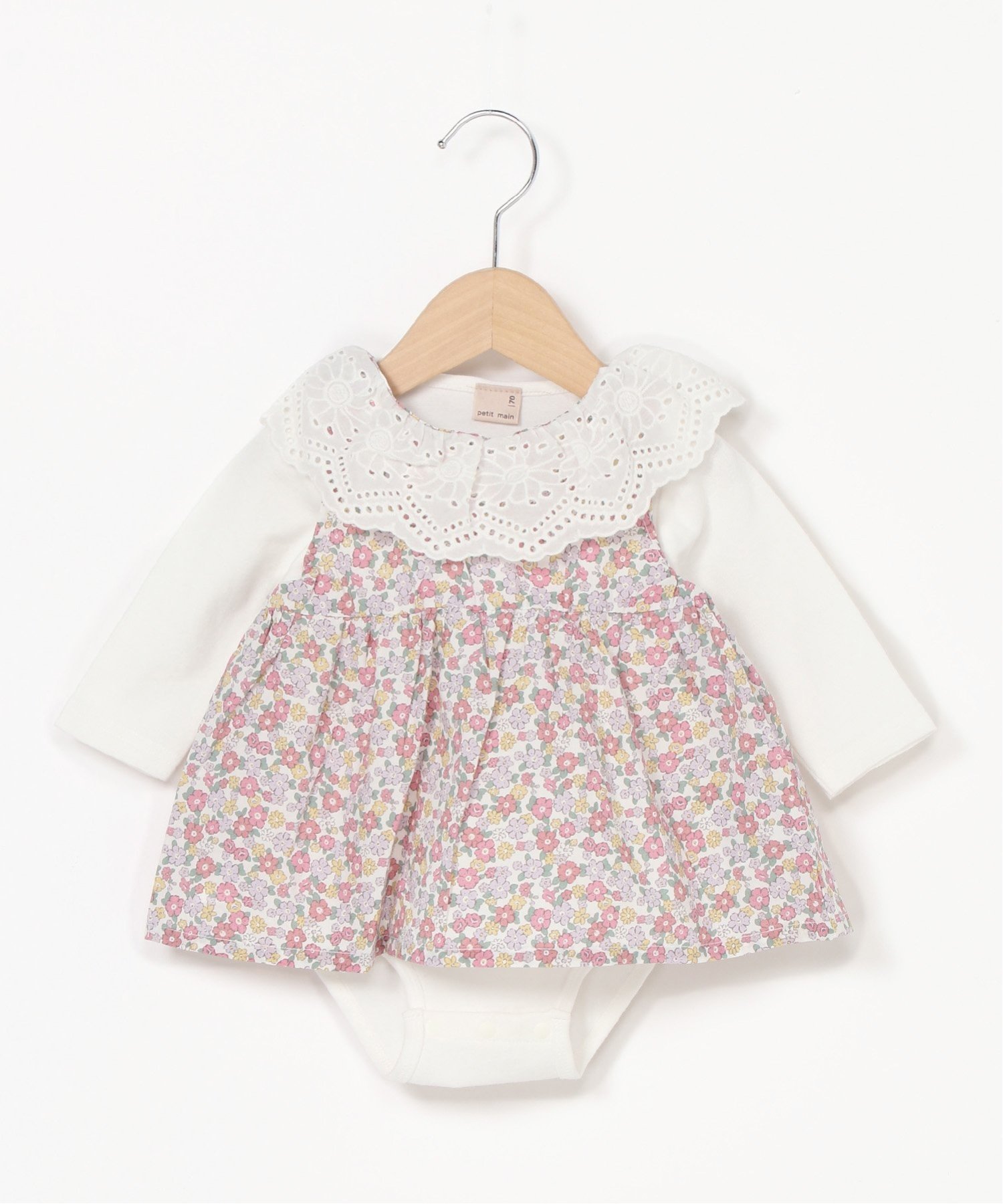 【SALE／30%OFF】petit main 襟付き花柄ワンピセット ナルミヤオンライン マタニティウェア・ベビー用品 ロンパース・カバーオール ピンク イエローのサムネイル
