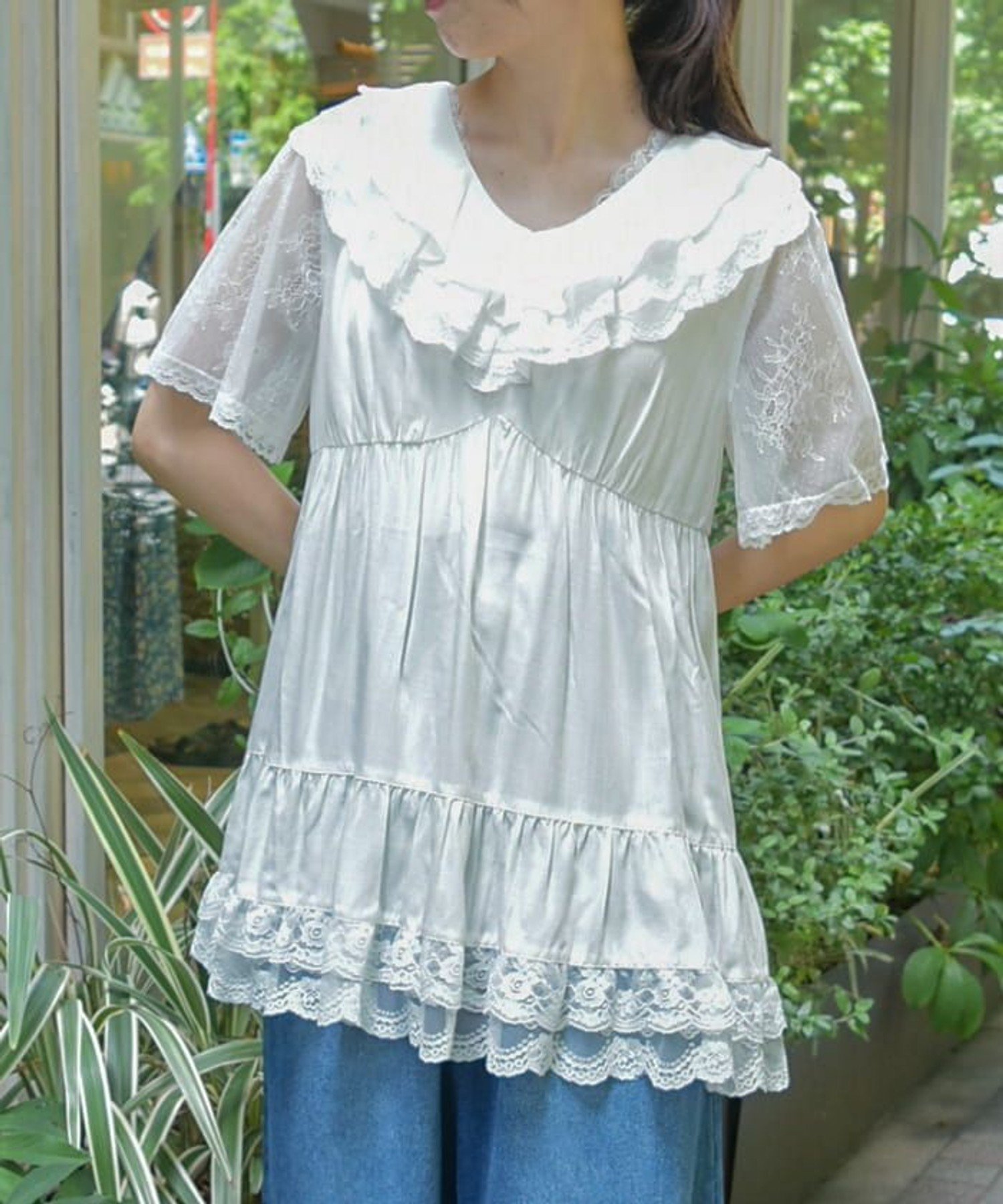 【SALE／7%OFF】axes femme ボリュームフリルチュニック アクシーズファム ワンピース・ドレス チュニック ホワイト【送料無料】