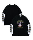 【SALE/20%OFF】HOOK HOOK -original- アメリカンカートゥーンうさぎプリント袖切り替えTEE アイモハ トップス カットソー・Tシャツ ブラック ブルー レッド【送料無料】