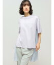 MIDIUMISOLID MIDIUMISOLID for Ladies ウーブンコンビネーションT マーコート トップス カットソー・Tシャツ ブルー ホワイ...