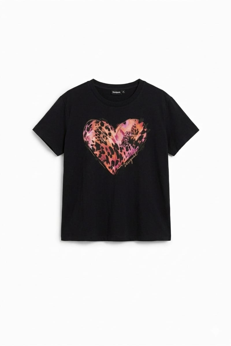 ハートタイガーTシャツ デシグアル トップス カットソー・Tシャツ ブラック