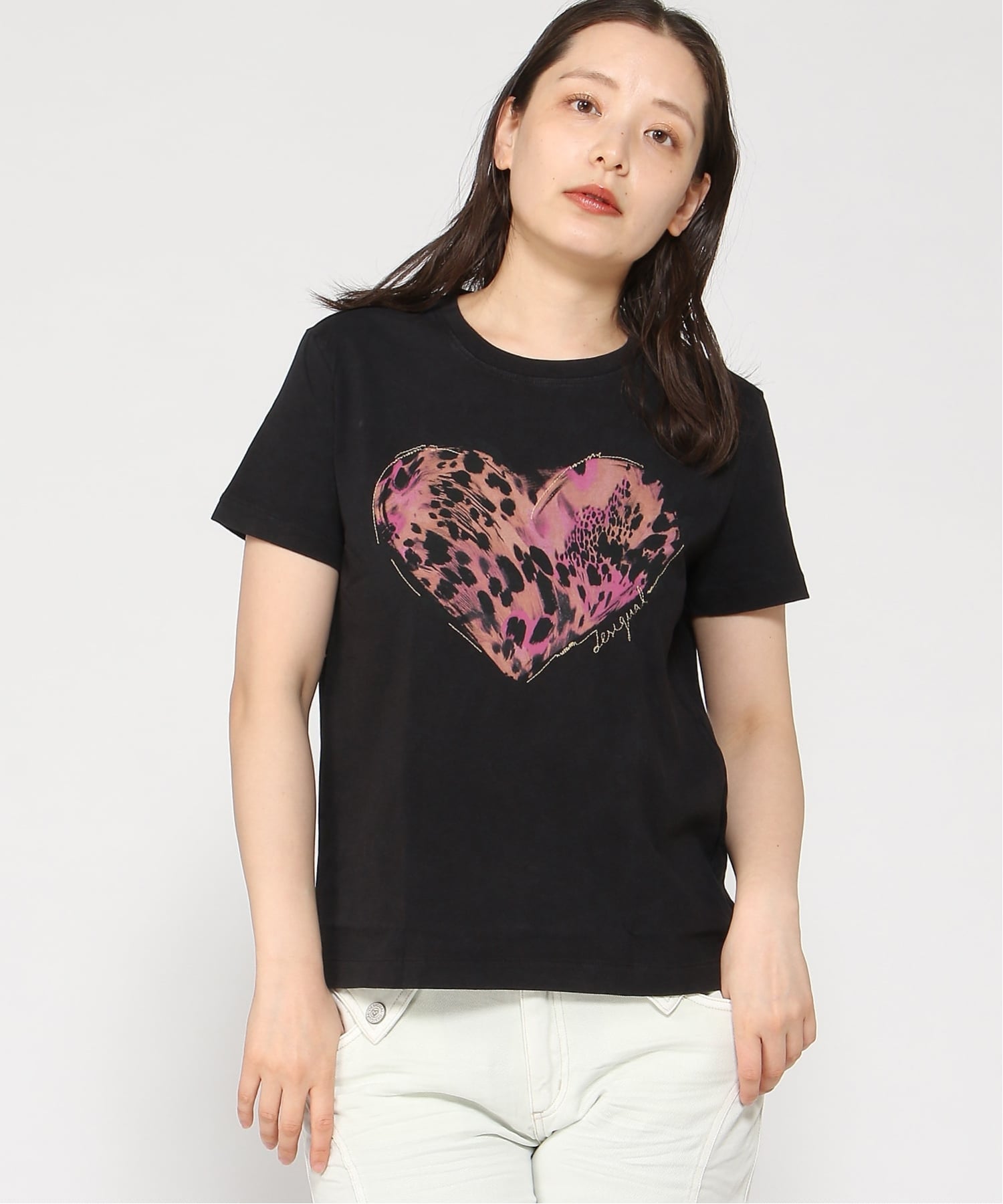 ハートタイガーTシャツ デシグアル トップス カットソー・Tシャツ ブラック