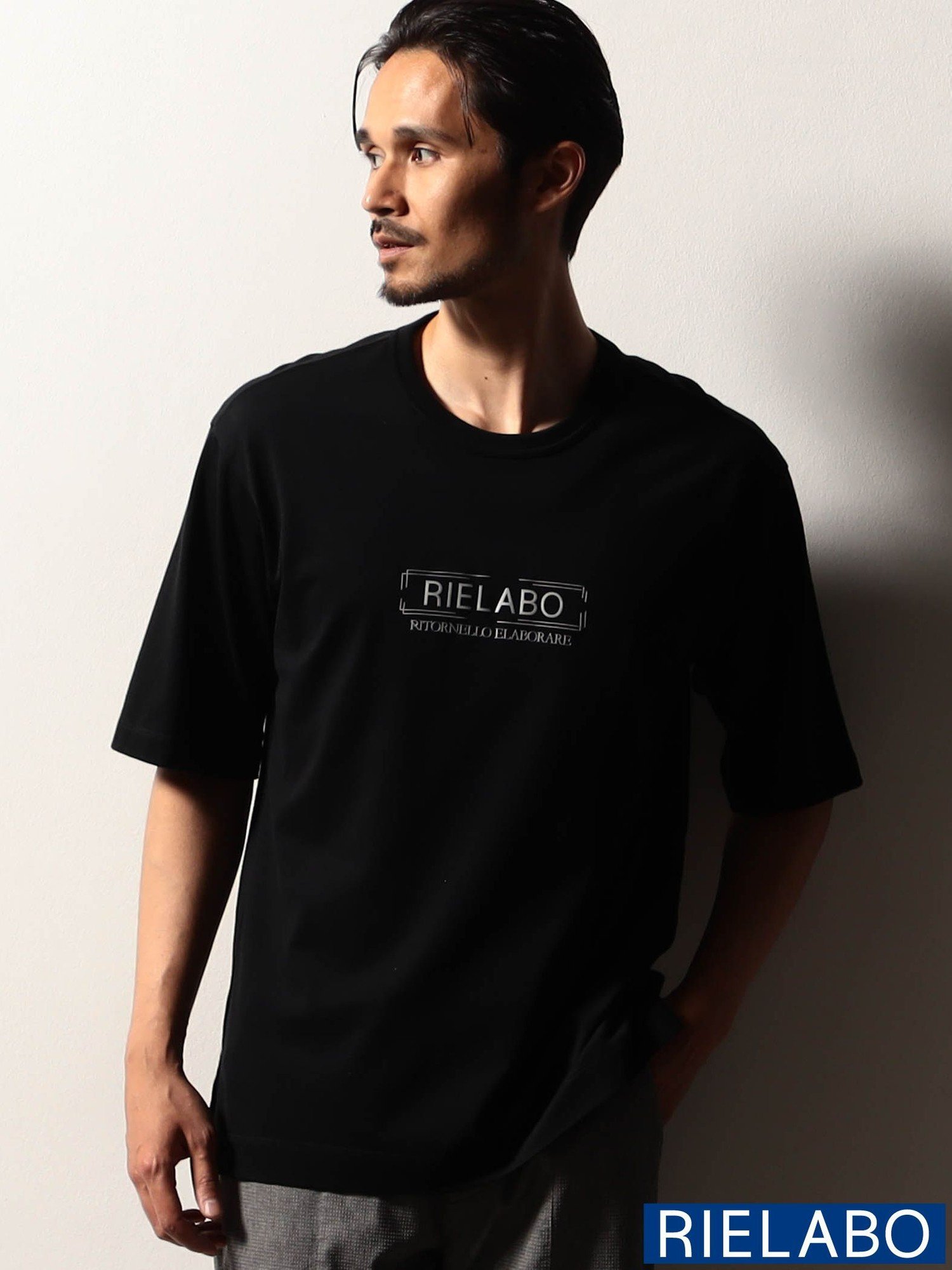 NICOLE CLUB FOR MEN 【RIELABO】ロゴデザイン クルーネックTシャツ ニコル トップス カットソー・Tシャツ ホワイト ブラック
