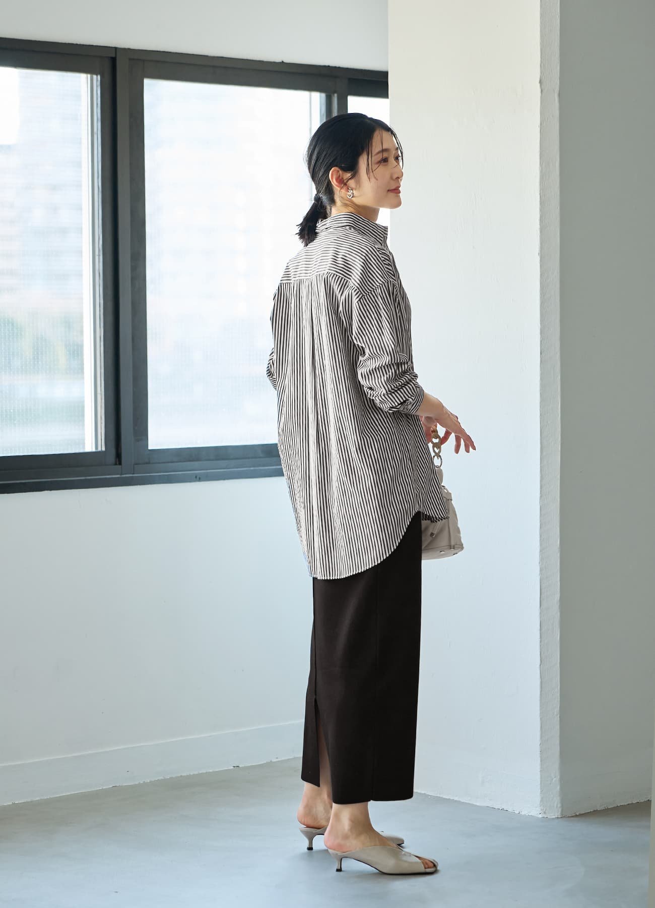 STYLE DELI ベーシックストライプ柄シャツB スタイルデリ トップス シャツ・ブラウス ブラック