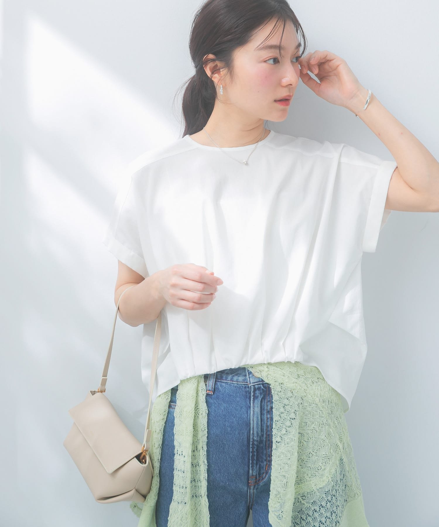 【SALE／40%OFF】URBAN RESEARCH ROSSO リネン混ドルマンプルオーバー アーバンリサーチロッソ トップス シャツ・ブラウス ホワイト ネイビー ブルー【送料無料】