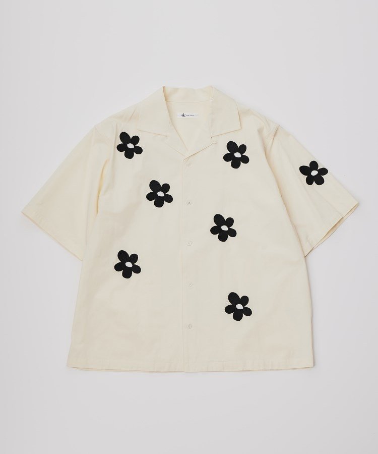 tk.TAKEO KIKUCHI K'Project by あゆた Graffiti Flower Shirt ティーケータケオキクチ トップス シャツ・ブラウス ホワイト ブラック【送料無料】