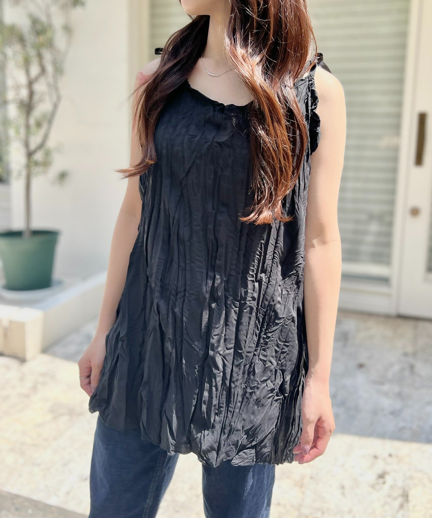 【SALE/93%OFF】SETUP7 SETUP7/紐リボン キャミソールブラウス SCCH565 セットアップセブン ワンピース・ドレス ワンピース ブラッ...