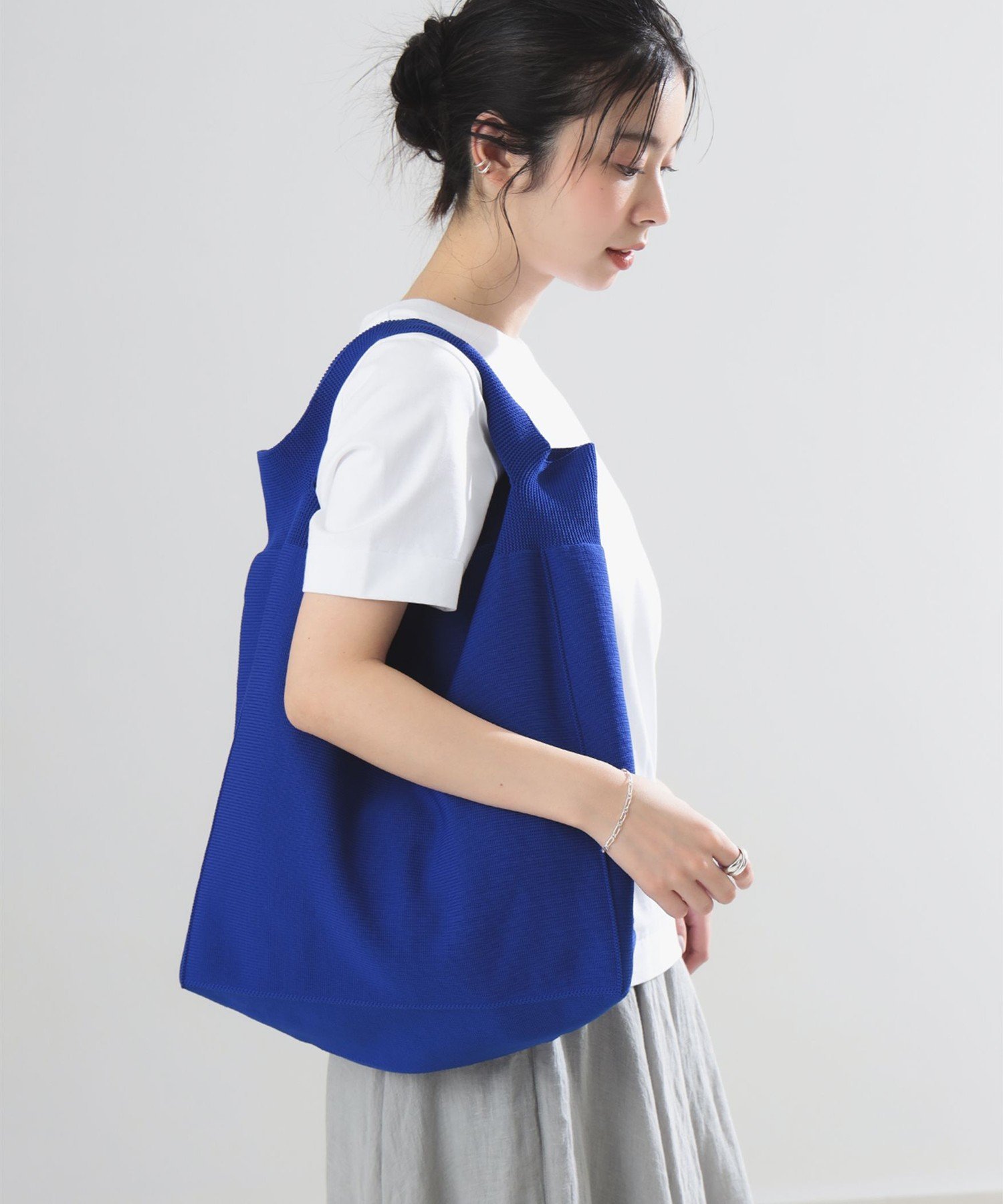 Demi-Luxe BEAMS AK+1 / ニット トートバッグ デミルクス ビームス バッグ トートバッグ ブルー レッド【送料無料】
