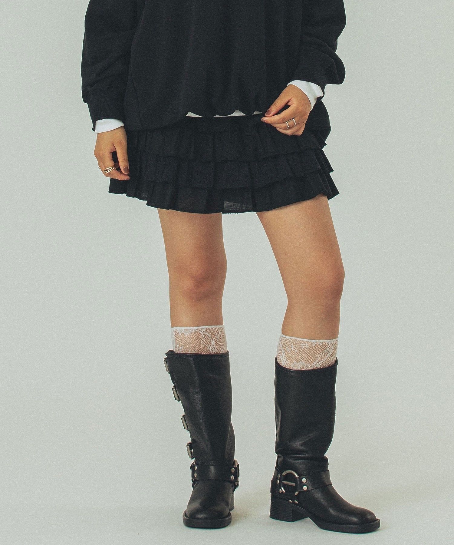 ROSE BUD LACE SKIRT ローズバッド スカート その他のスカート ブラック ホワイト
