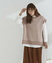 BACKYARD FAMILY ジャカードニットベスト*とろみシャツアンサンブル ローラ トップス アンサンブル グレー ピンク