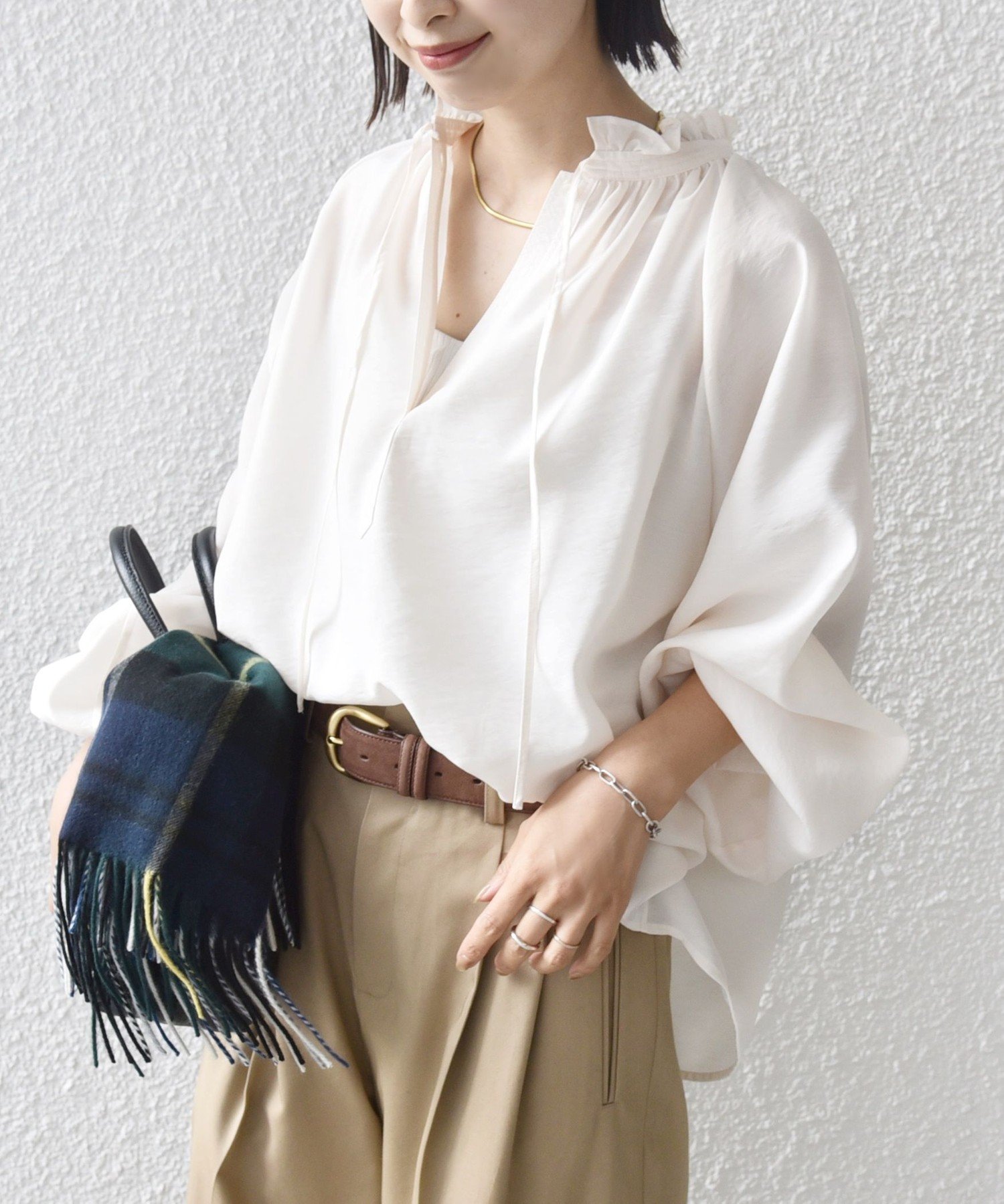 SHIPS WOMEN ＜手洗い可能＞シアー タンブラー リボン デザイン ロング スリーブ ブラウス シップス ト..