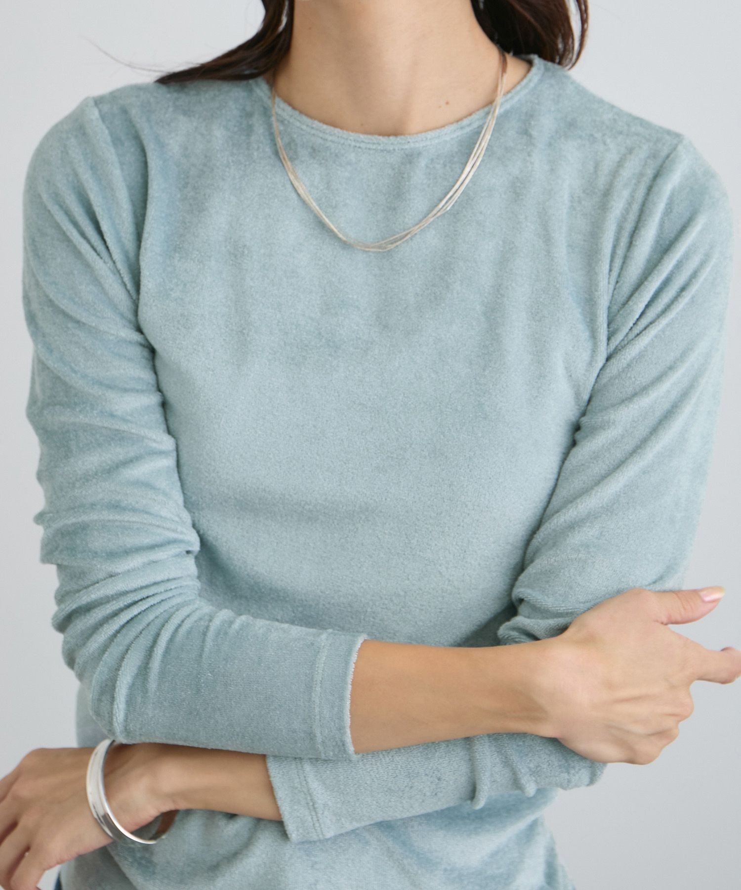 SALON adam et rope' 【Baserange(ベースレンジ)】OMO LONG SLEEVE TEE サロン アダム エ ロペ トップス カットソー・Tシャツ グレー【送料無料】