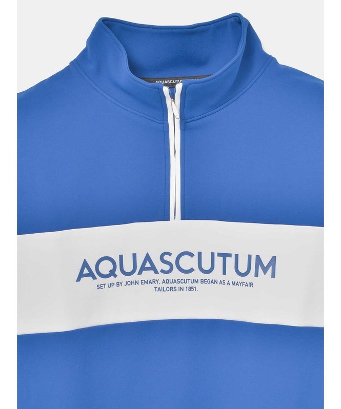 【SALE／50%OFF】Aquascutum GOLF GOLF MEN AQラインロゴZIPUP アクアスキュータム トップス カットソー・Tシャツ ブラック ブルー【送料無料】