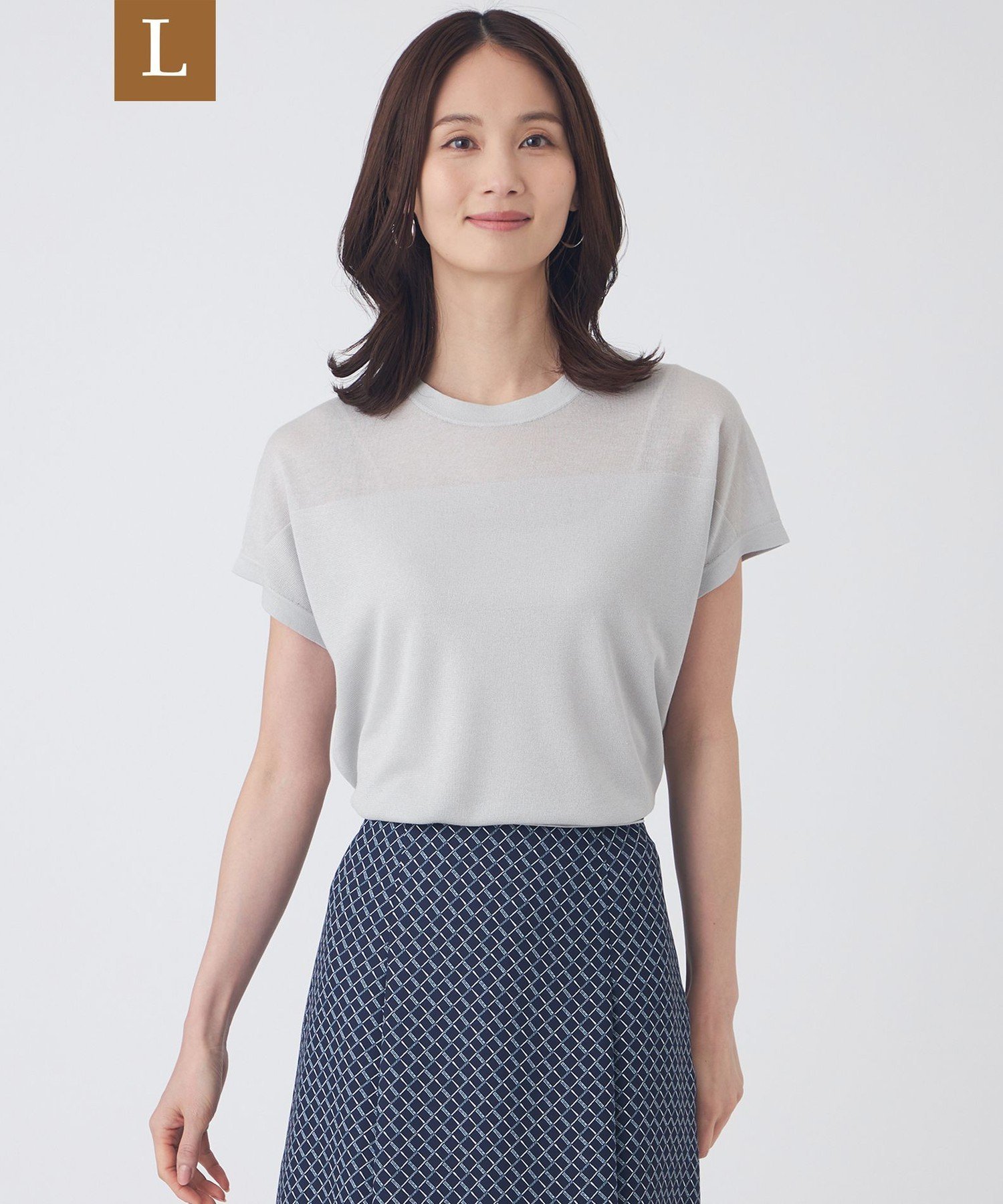 【SALE／30%OFF】TRANS WORK 【L】【ウォッシャブル】シャイニーシアーニットプルオーバー サンヨー エルサイズ トップス ニット ベージュ ブラック グレー【送料無料】