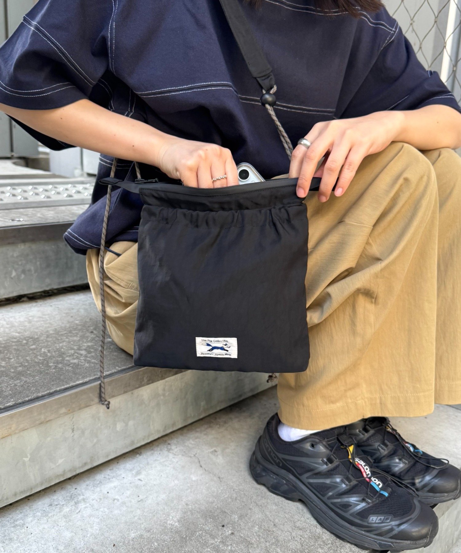 CIAOPANIC TYPY 【FOX別注】スクエアナイロンサコッシュ チャオパニックティピー バッグ ショルダーバッグ ブラック ベージュ カーキグリーン【送料無料】