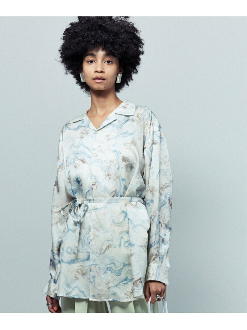 MAISON SPECIAL マーブルプリントキュプラシャツ メゾンスペシャル トップス シャツ・ブラウス ブルー ブラウン【送料無料】のサムネイル