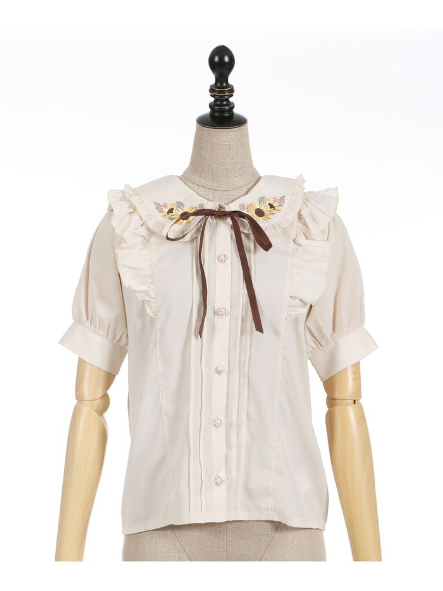 【SALE／60%OFF】axes femme POETIQUE ヒマワリブーケ刺繍BL アクシーズファム トップス シャツ・ブラウス イエロー ホワイト ブラックのサムネイル