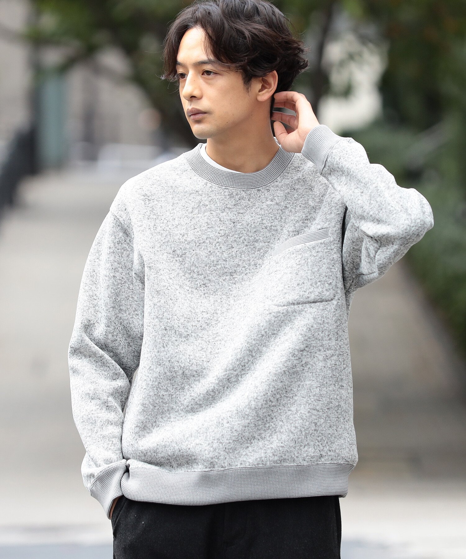 BEAMS HEART/スウェット ニット フリース クルーネック メンズ