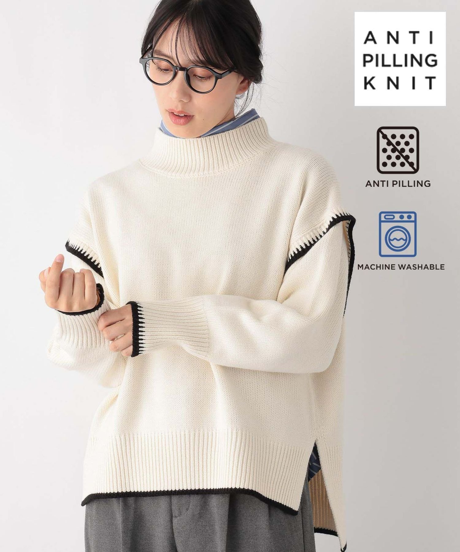 【SALE／20%OFF】GLOBAL WORK (W)ケダマニナリニクイステッチPO グローバルワーク トップス ニット ホワイト ブラック ベージュ イエローのサムネイル