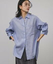 SALON adam et rope' 【WEB限定】ヨーロピアンフラックスリネンオーバーシャツ サロン アダム エ ロペ トップス シャツ・ブラウス ブラウン ブルー ホワイト グレー【送料無料】(4)