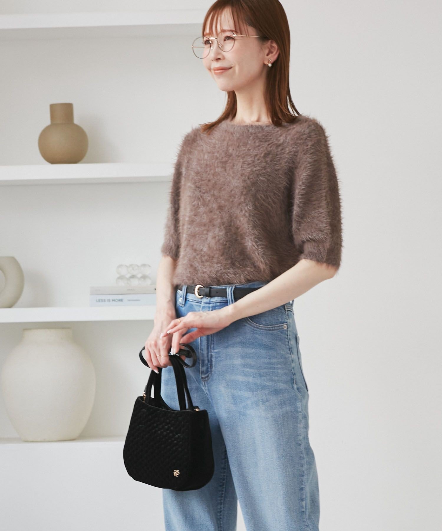 【SALE／30%OFF】ROPE' PICNIC PASSAGE キルティングベロアミニショルダーバッグ ロペピクニック バッグ ショルダーバッグ ブラック ベージュ