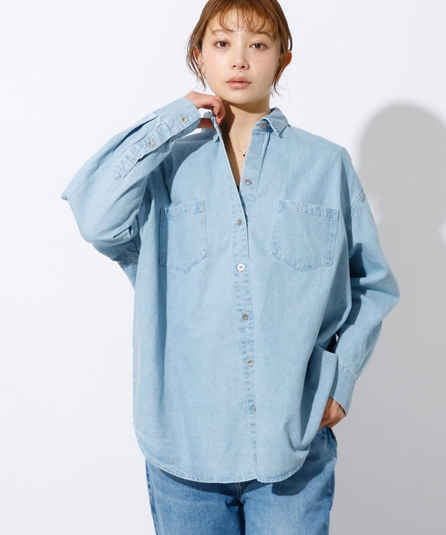 Rouge vif la cle 【MICA&DEAL /マイカアンドディール】Denim shirt / デニム ルージュ・ヴィフ ラクレ トップス シャツ・ブラウス グレー