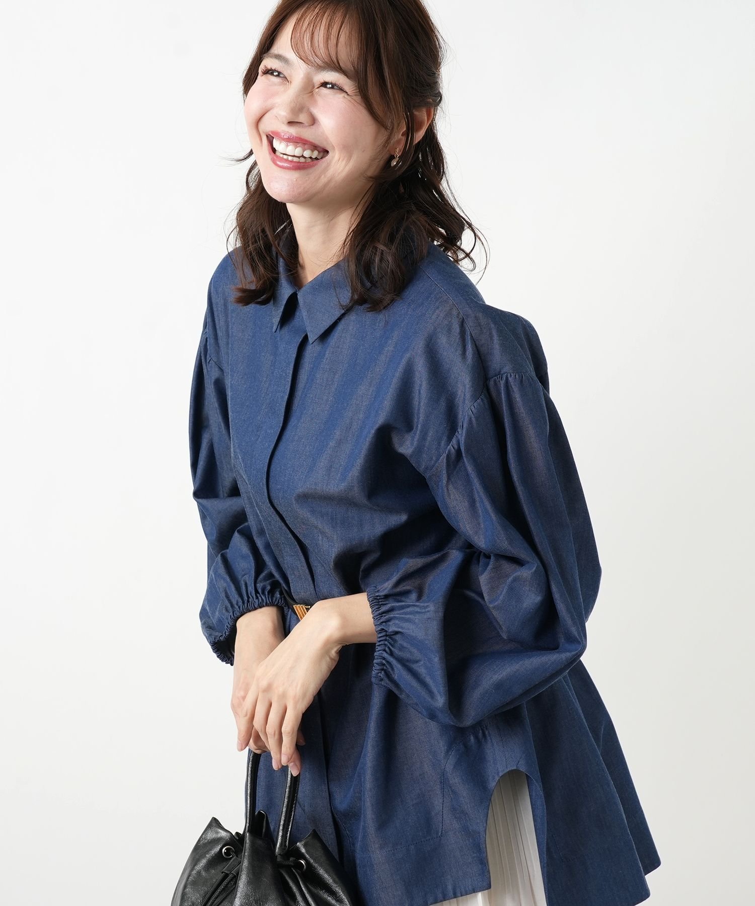 Leilian PLUS HOUSE ブラウス【プラス企画】 レリアン プラスハウス トップス シャツ・ブラウス ブルー