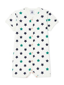 PETIT BATEAU (K)コットンリネン半袖ロンパース_男の子 プチバトー マタニティー/ベビー ロンパース/カバーオール ホワイト【送料無料】