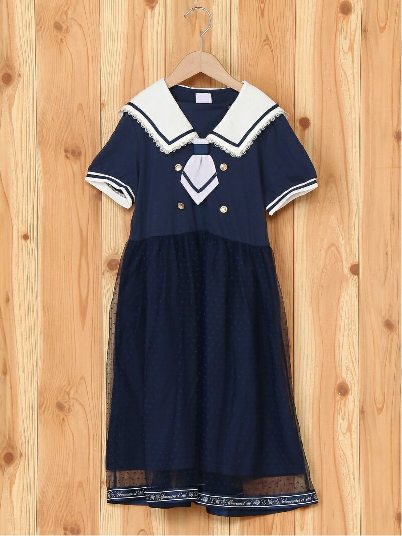 【SALE／61%OFF】axes femme kids (K)チュール重ねW釦セーラーOP アクシーズファム ワンピース・ドレス その他のワンピース・ドレス ネイビー ピンクのサムネイル