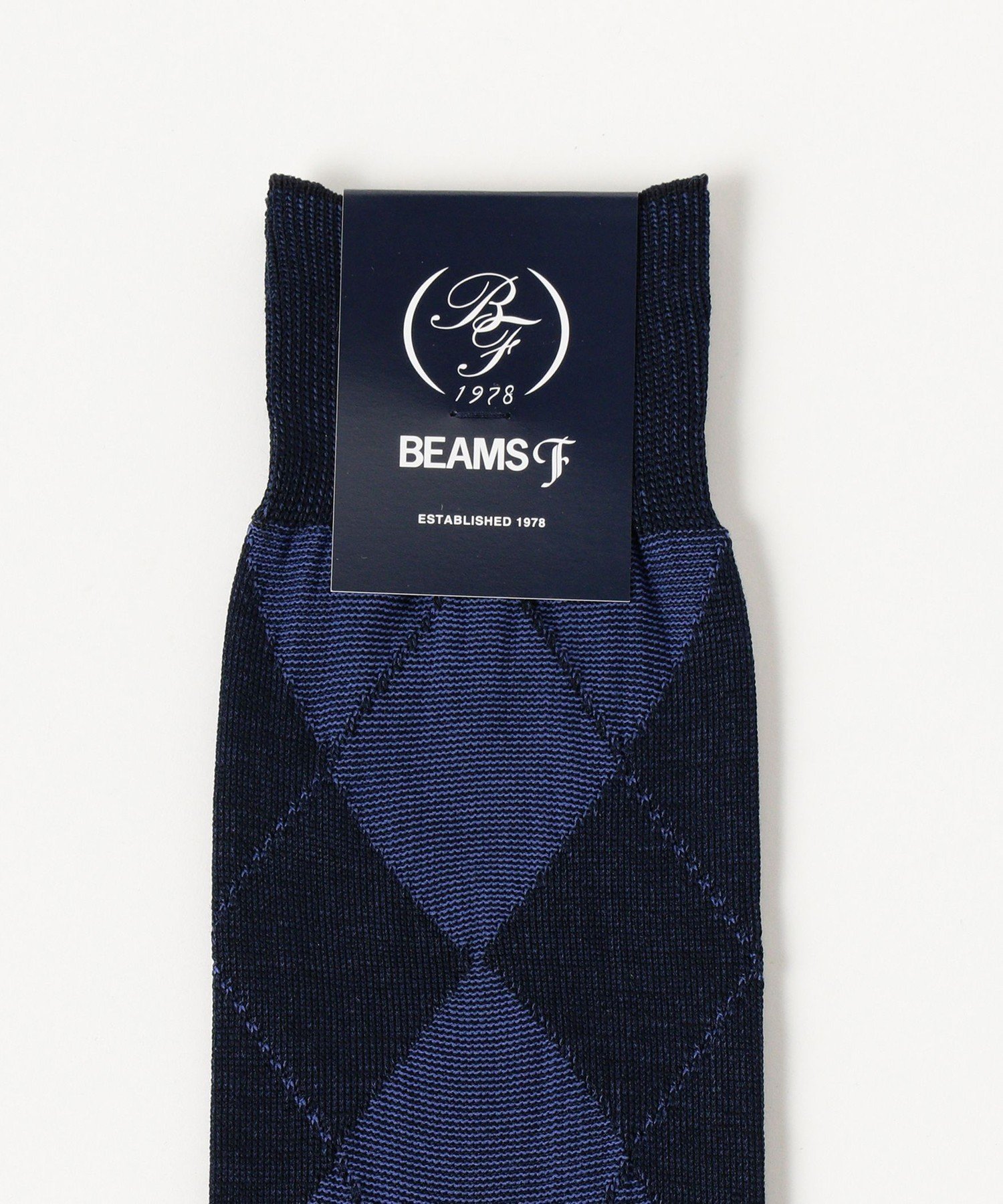 BEAMS F コットン 2トーン アーガイルソックス ビームス メン 靴下・レッグウェア 靴下 ネイビー ブラック