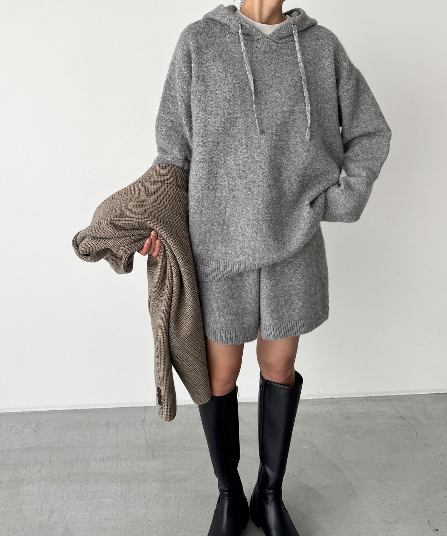 El mar El mar ウール混パーカーSET UP キャナルジーン ワンピース・ドレス その他のワンピース・ドレス グレー【送料無料】のサムネイル