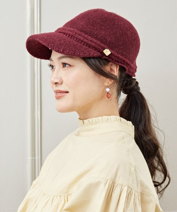 欧州航路 【欧州航路】デザインラインウールCAP アミナコレクション 帽子 キャップ ブラウン グレー レッド ブラック