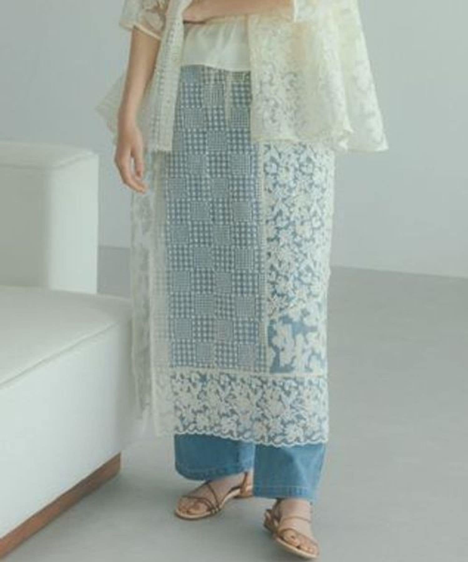 natural by clip 【新色追加】【追加予約】《natural by clip》レースパッチワークスカート スタディオクリップ スカート ロング・マキシスカート ブラック ホワイト【送料無料】のサムネイル