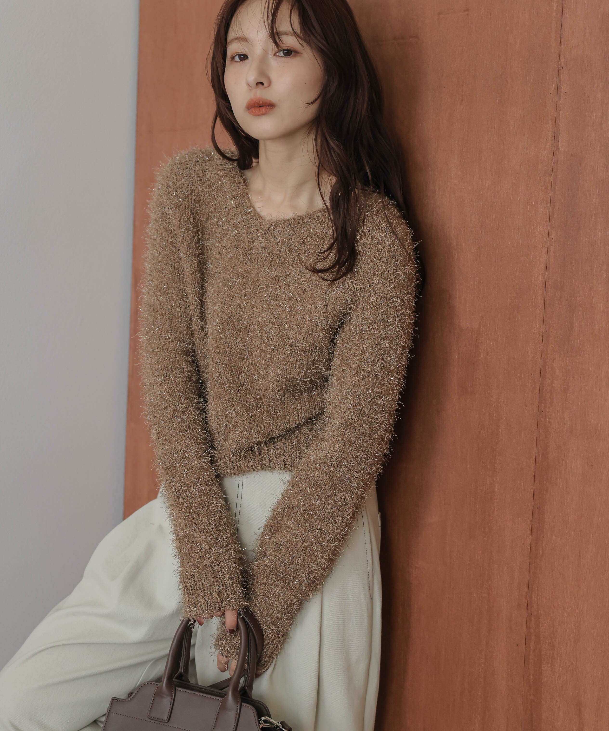 the toe シャギーニット　ブラウン Westminster Shaggy Cardigan – THE TOÉ