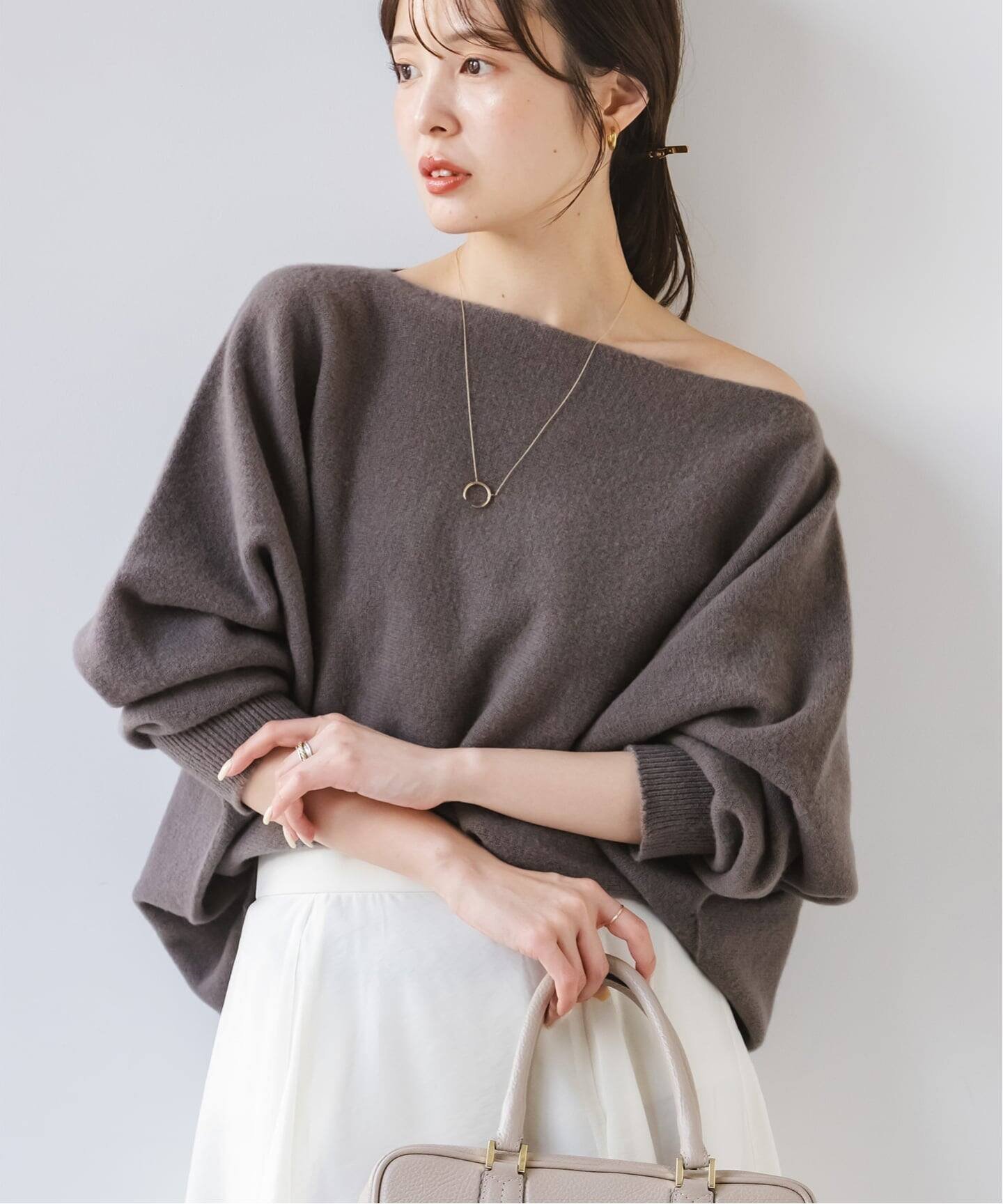 NOBLE 《WEB限定カラー・追加予約4》ファインウールドルマンプルオーバー ノーブル トップス ニット レッド パープル ベージュ ホワイト ブラウン【送料無料】